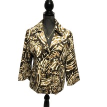 Rafaella Blazer Womens Size Large Brown Animal Print Lined Pockets Jacket - $19.59