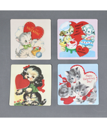 Valentines Day Vintage Retro Style Kittens Puppies Cats Dogs 3x3 Magnet ... - £9.40 GBP
