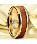 Tungsten Wood &amp; Gold Wedding Band | Men’s Durable Ring | Retro Stylish D... - $71.55 CAD