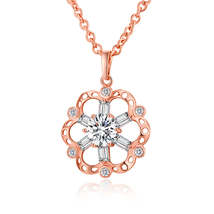 Crystal &amp; 18K Rose Gold-Plated Hollow Floral Pendant Necklace - £3.18 GBP