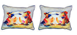 Pair of Betsy Drake Hippo Large Indoor Outdoor Pillows 16 Inch x 20 Inch - £69.81 GBP