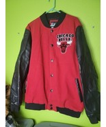 Vintage Red Black NBA Chicago Bulls Logo Varsity Jacket Letterman XXL Bo... - £160.69 GBP