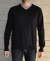 Onassis Black Cotton Cashmere Knit V-Neck Sweater L - £35.05 GBP