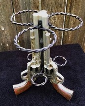 Western Cowboy Triple Six Shooter Gun Pistols Revolvers 3 Slots Wine Holder - £48.06 GBP