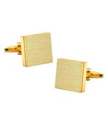 BRUSHED METAL CUFFLINKS Classic Design Square Gold Plate NEW w GIFT BAG - $16.39 CAD
