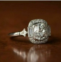 14K White Gold Over Engagement &amp; Wedding Vintage Art Deco Ring 1.52 Ct Diamond - £72.93 GBP