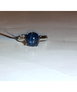 Blue Star Sapphire Round Solitaire &amp; White Topaz Ring, Silver, Size 7, 6... - $150.93 CAD