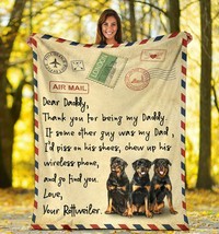 Rottweiler Dog Dad Blanket Gift For Dog Lover Fleece Sherpa Funny Letter Blanket - £46.41 GBP+