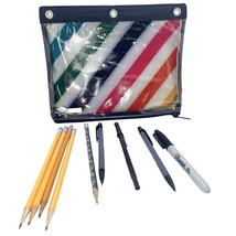 Notebook Pencil Holder Case Bag 3 Ring Binder Rainbow Stripe 10in x 8in - £4.70 GBP