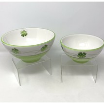 Obrarte Ceramica Shamrock Clover Bowl Set Handpainted White and Green - $22.72