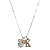 Minnie Mouse Rose Gold  Silver Plated Crystal Initial K necklace - $37.40