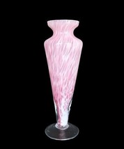 Vintage pink &amp; white art glass footed vase - $39.99