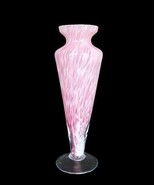 Vintage pink &amp; white art glass footed vase - £31.44 GBP