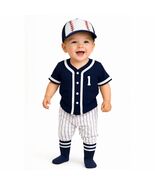 First Birthday Baseball Uniform Outfit Navy Blue Jersey Complete Set - $80.00