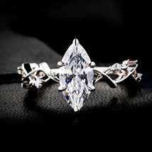 Twig Engagement Ring, 2.20 CT Marquise Cut Moissanite Solitaire Engagement Ring  - £72.38 GBP+