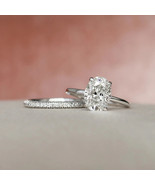 925 Sterling Silver 10*8mm Oval Cut Simulated Diamond Wedding Bridal Rin... - £66.03 GBP