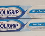 SUPER POLIGRIP Denture Adhesive Cream Ultra Fresh 2.40 oz Lot Of 2 Tubes - £14.85 GBP