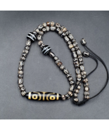 Collier pendentif vintage ancien agate 4 perles Tibet Himalayan Dzi - $2,271.04 MXN
