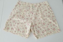 Lauren Ralph Lauren Womens Cotton Floral Shorts Pleated Summer Spring  Sz 18W - £17.65 GBP