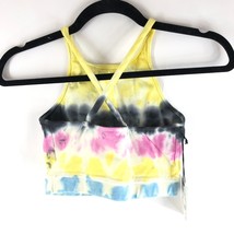 Electric &amp; Rose Sports Bra Crop Top Crossover Straps Tie Dye Yellow Pink... - $24.08