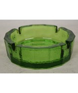 2 Blenko Art Glass Pair Ashtrays Green Pebbled Textured Round Clear Footed - $29.70