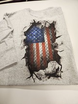 American Flag Grey T-Shirt USA 5xl Hanes New - £22.41 GBP