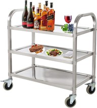 Tonchean 30 X 16 X 33 Inch 3 Tier Stainless Steel Kitchen Trolley Cart With 300 - £92.49 GBP