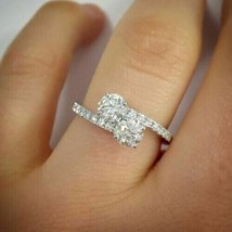 Round 2.30Ct Two Simulated Diamond White Gold Finish Engagement Ring in Size 5.5 - £99.75 GBP