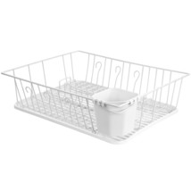 MegaChef 17.5 Inch White Single Level Dish Rack with 14 Plate Positioner... - £34.20 GBP