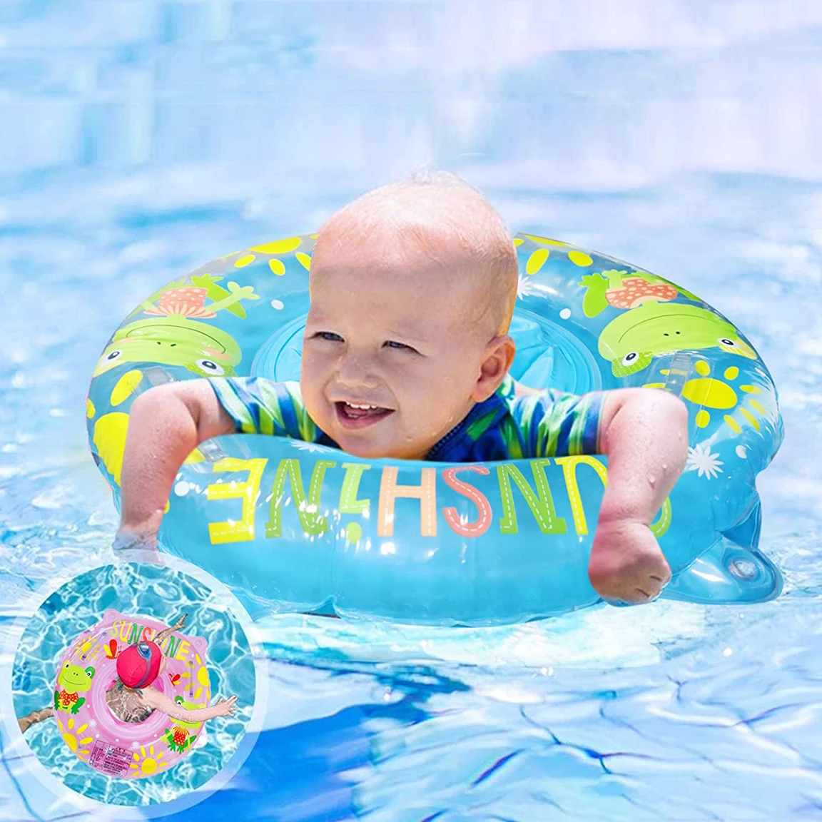 Warmom Baby Swim Ring Adjustable Inflatable Inflatable Swim Float Kids Swim Ring - £14.19 GBP
