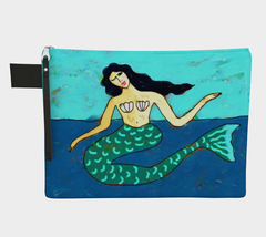 Colorful Abstract Art Mermaid Canvas Wristlet Clutch Purse Cosmetics Bag Pouch - £35.39 GBP
