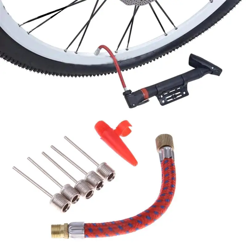 7pcs Bike Tire Inflator Adapter Kit with Extension Hose - £10.67 GBP