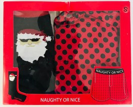 Christmas LeGaLe Men&#39;s Santa Naughty Or Nice 2-Piece Red/Black Boxer &amp; Socks S - £8.69 GBP