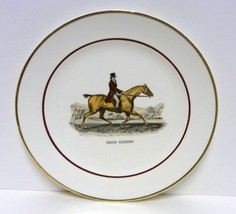 Horse Riding Scene - Vintage Dinner Plate ROAD RIDING 24K Gold 9¼&quot; - £19.67 GBP