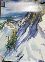 Squaw Valley's Steep KT22 Run Watercolor Print Signed Cecile Johnson California - $146.76