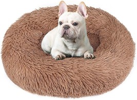 Dog Bed Cat Bed Donut, Faux Fur Pet Bed Comfortable Cuddler Round, Soft (23&quot;) - £14.72 GBP