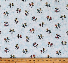 Cotton Ice Skating Skaters Winter Towne Blue Cotton Fabric Print by Yard D506.71 - £9.82 GBP