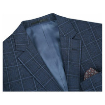Men's Soft Wool Sport Coat English Plaid Window Pane 556-4 Navy Blue Renoir image 7