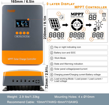 60AMP MPPT Charg Controller, Fit for 12V 24V 36V 48V Lead-Acid Lithium Battery, - £167.56 GBP