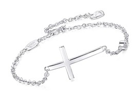 925 Sterling Silver Cross Bracelet for Women Faith - £80.32 GBP