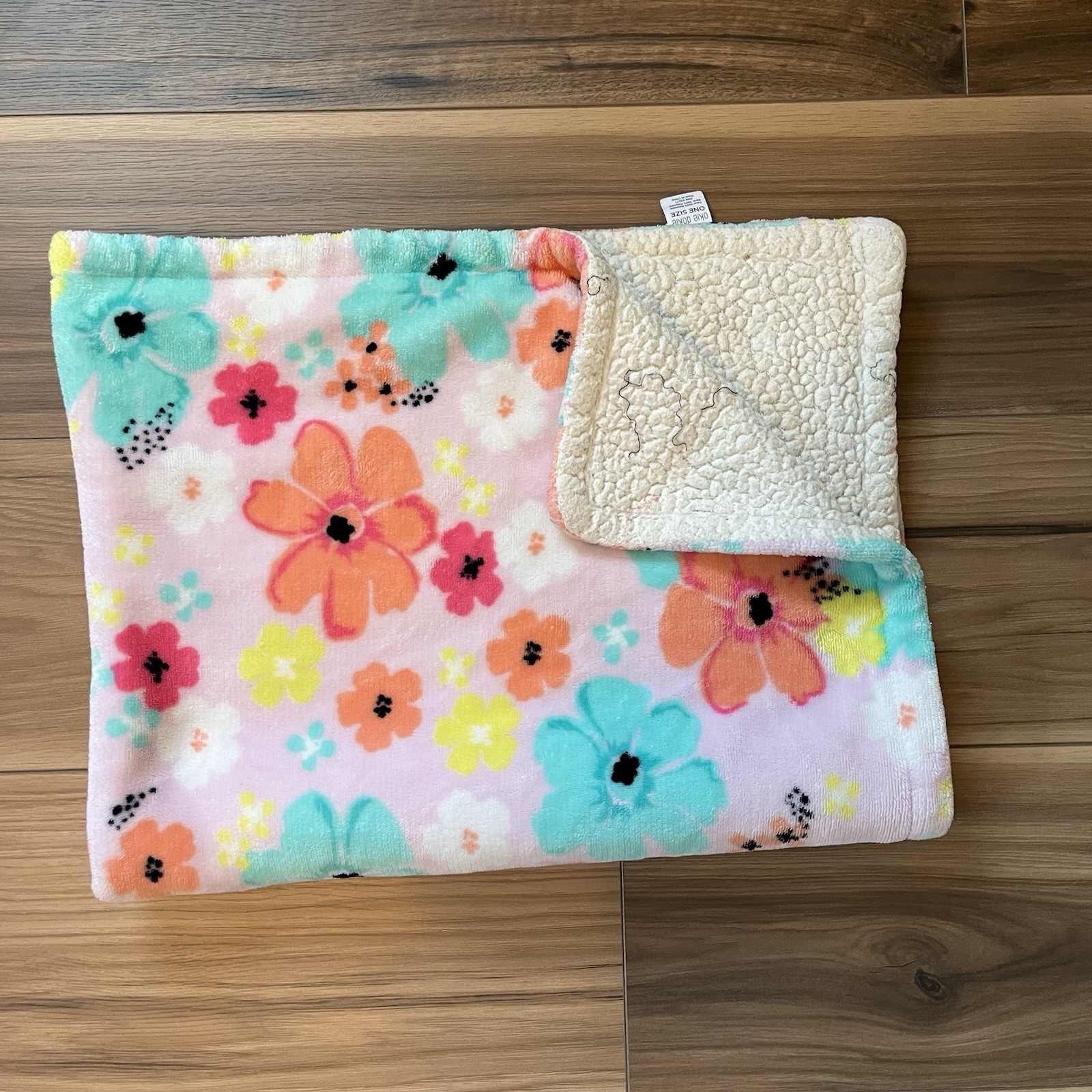 Okie Dokie Floral Baby Blanket Teal Peach Pink - $47.49