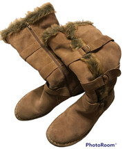 Sonoma Life &amp; Style Size 9 1/2M Tall Boots Suede Leather Faux Fur Women&#39;... - £19.73 GBP