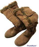 Sonoma Life &amp; Style Size 9 1/2M Tall Boots Suede Leather Faux Fur Women&#39;... - £19.41 GBP