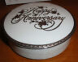 Vtg Mikasa Silver Happy Anniversary Fine China Lidded Candy Dish Bowl in Box - £11.40 GBP
