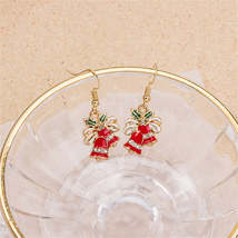Cubic Zirconia &amp; Red Enamel Jingle Bell Drop Earrings - £10.38 GBP