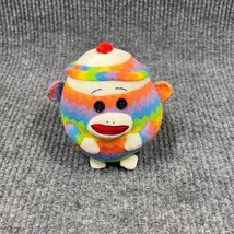 TY Beanie Ballz 5&quot; Plush Sock Monkey Rainbow Button Eyes Stuffed Animal ... - £8.56 GBP