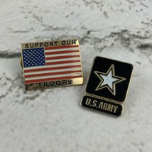 Lapel Pin Lot of 2 US Army American Flag Support Our Troops - £7.92 GBP