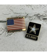 Lapel Pin Lot of 2 US Army American Flag Support Our Troops - £7.79 GBP