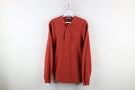 Vtg Lands End Mens Small Faded Thermal Waffle Knit Long Sleeve Henley T-Shirt - £31.57 GBP