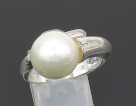 925 Sterling Silver - Vintage Smooth Cultured Pearl Wrap Ring Sz 8.5 - RG24201 - £29.00 GBP